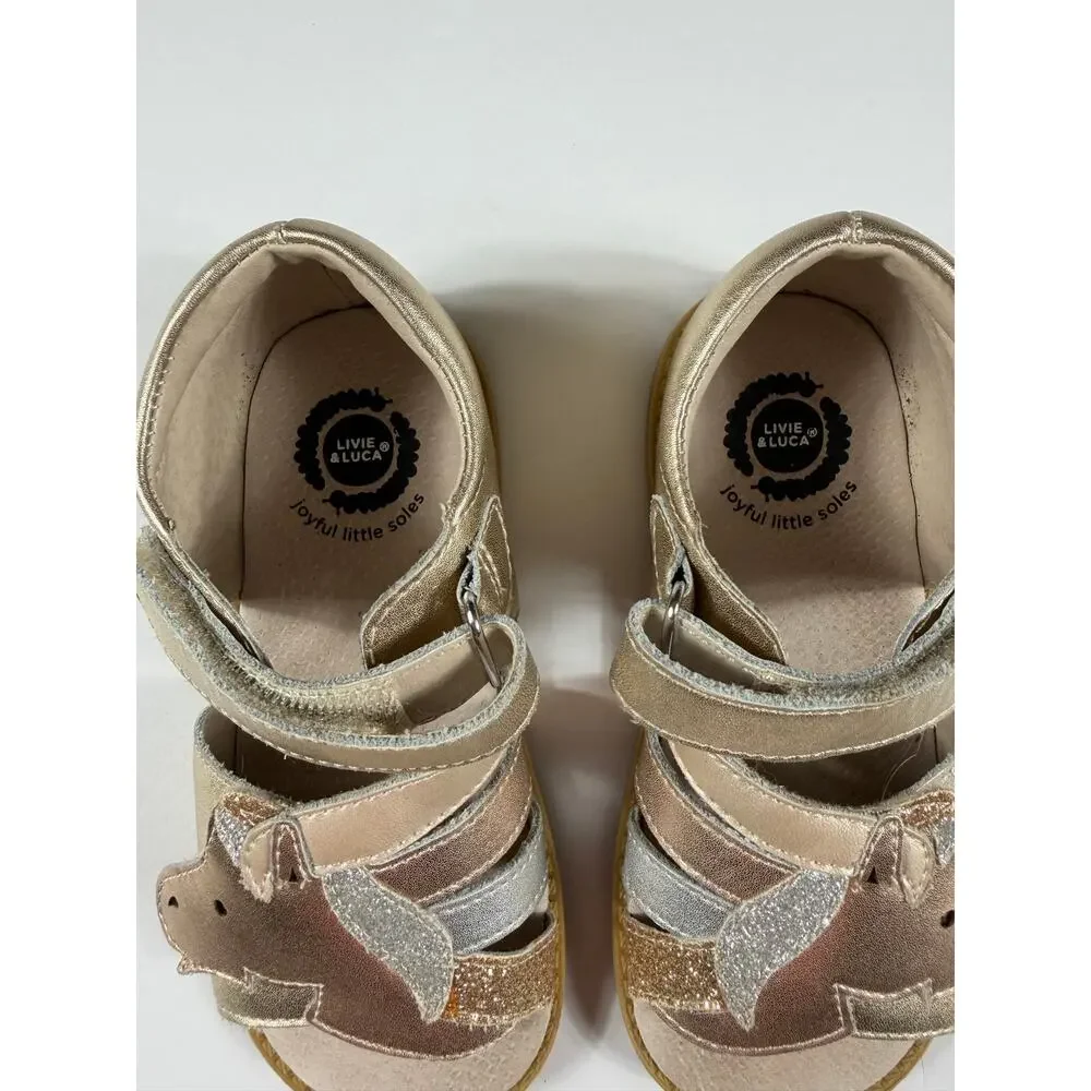 Livie & Luca Unicorn Sandals Gold Metallic Size 12 toddler girls